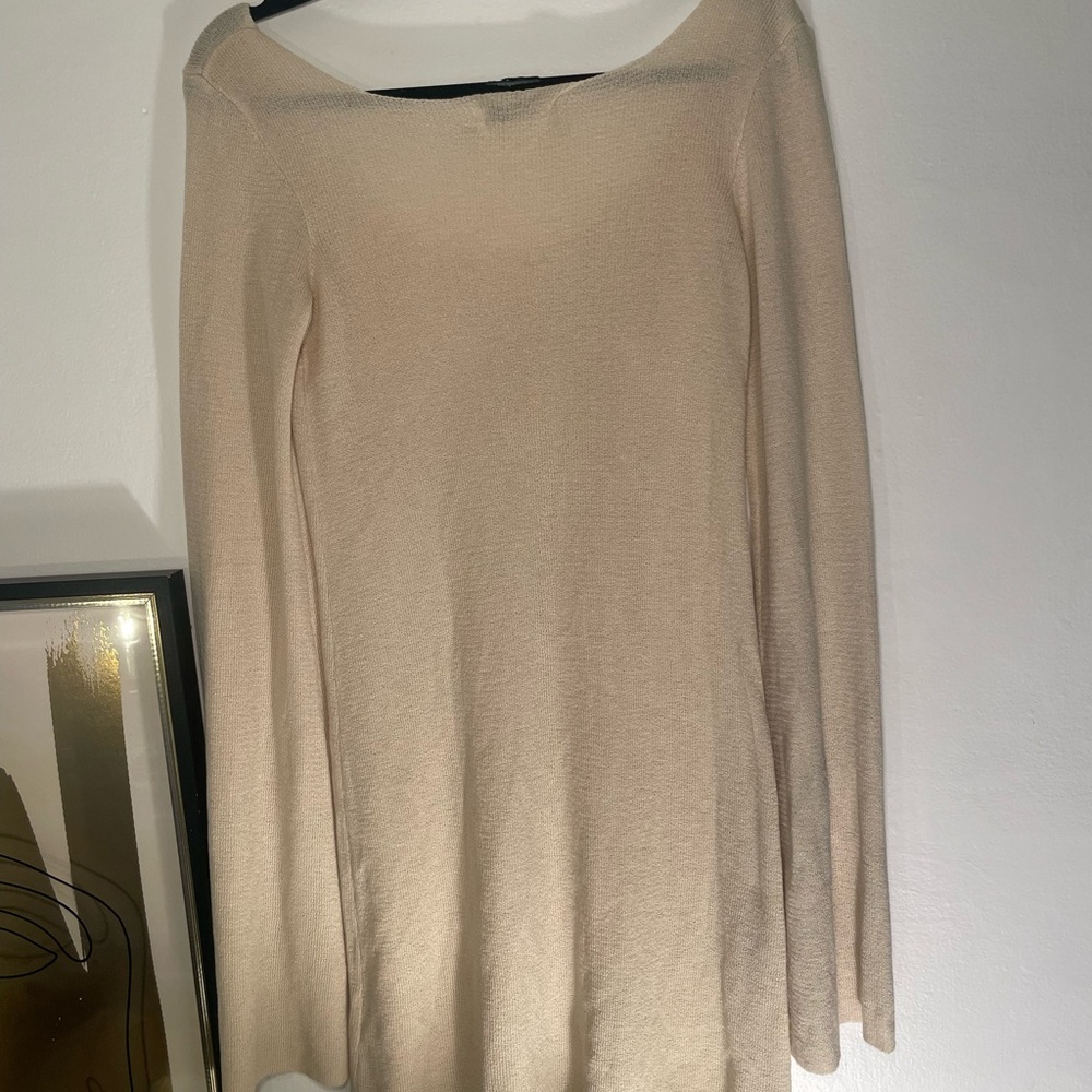 Chic Beige Long Sleeve Dress